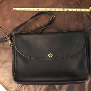 Unisex Vintage Coach Lexington Briefcase Black Leather Messenger Bag